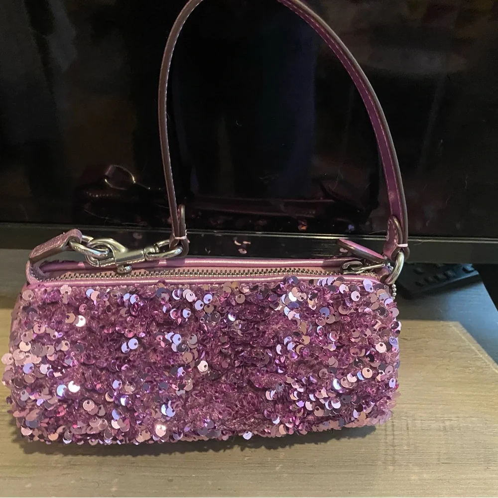 Coach Purple Sequin Wristlet - Picture 2 of 3